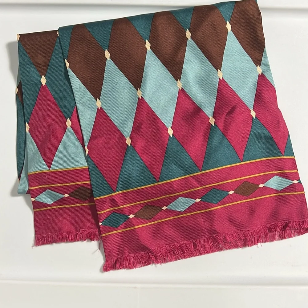 Colorful Geometric Patterned Fabric vintage satin men’s scarf